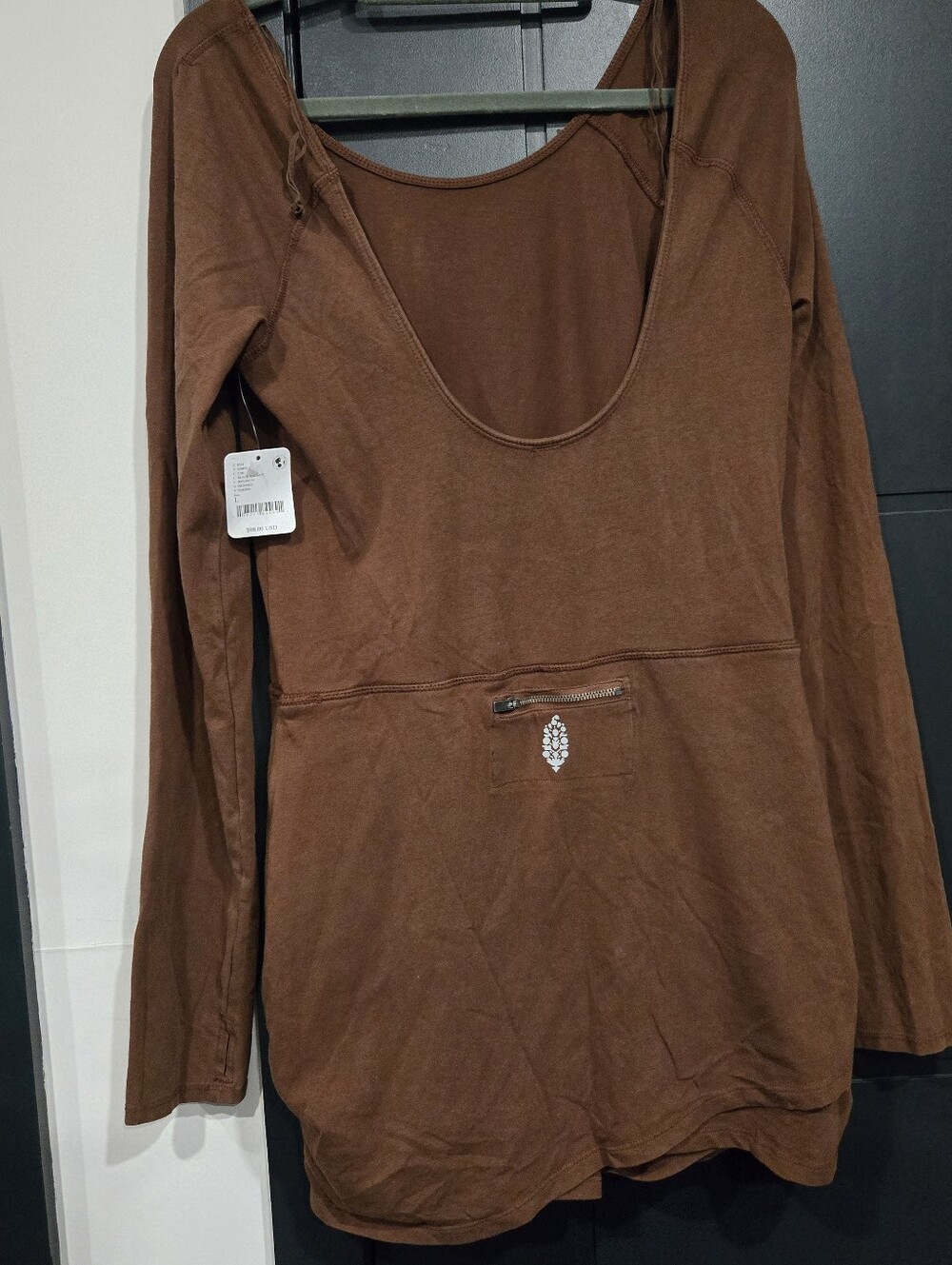Brown Long Sleeve Skort Romper Large Nwt Free People Movement - Picture 4 of 4